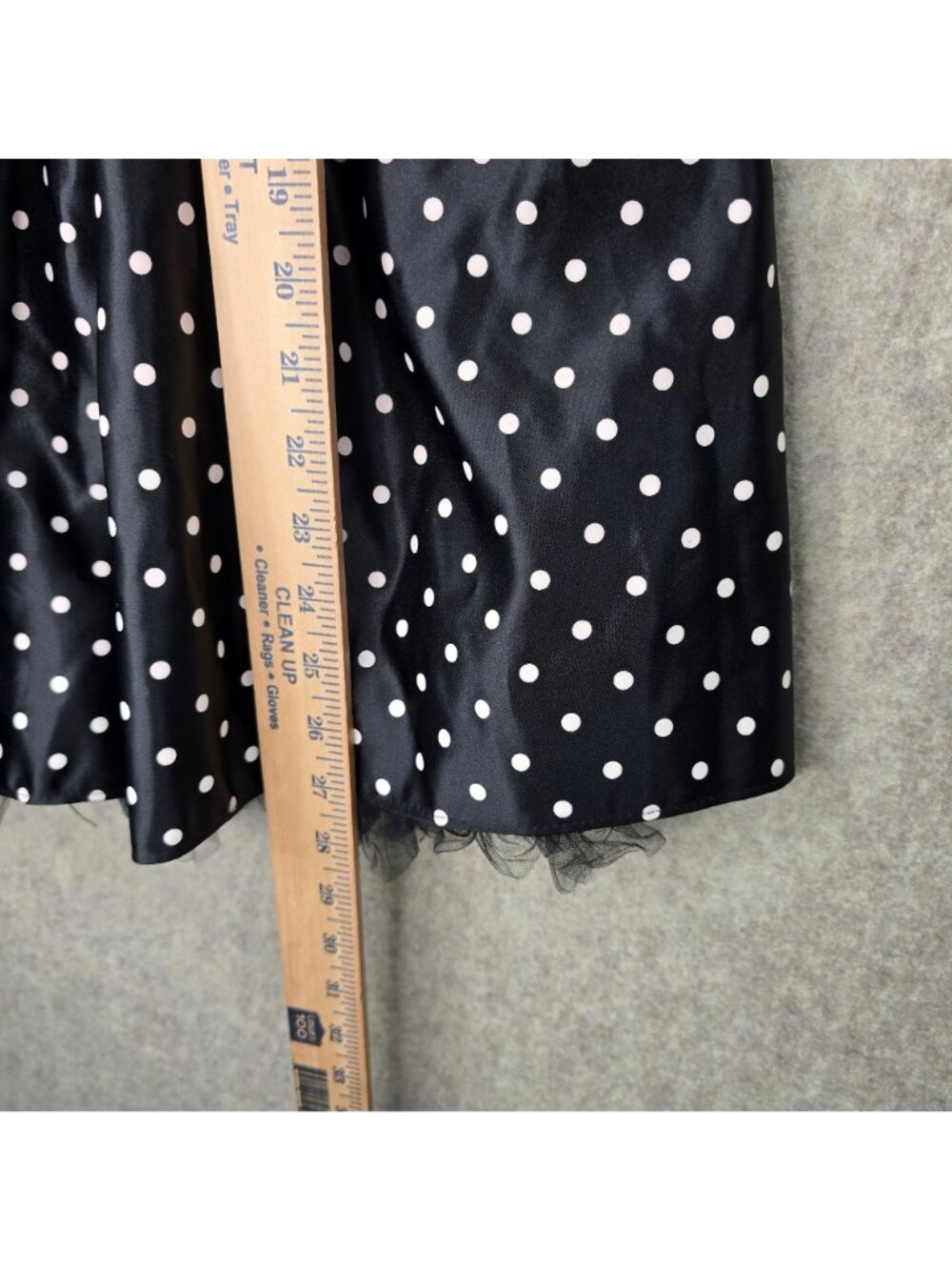 Strapless Womens Polka Dot Party Dress Black & White Satin Fit & Flare Zipper - Picture 6 of 8